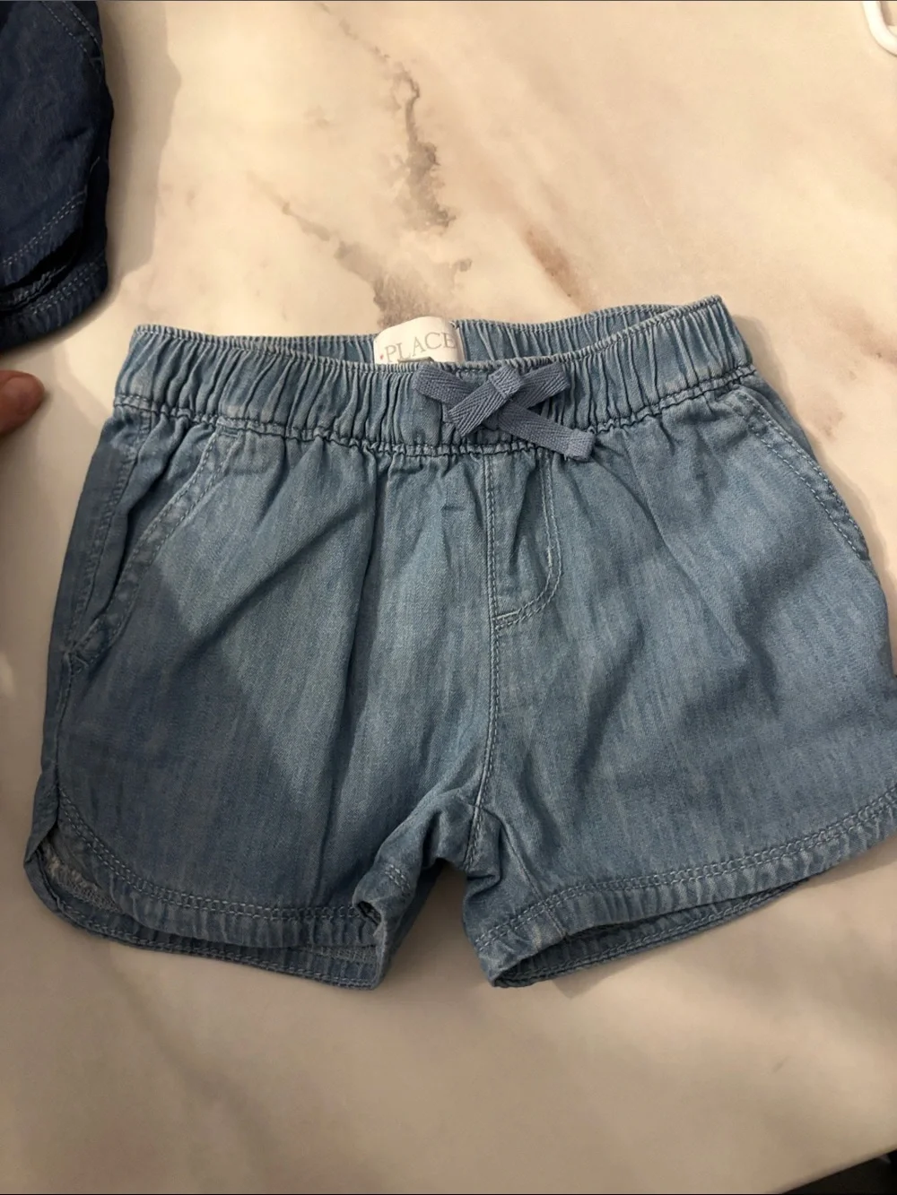 The Children's Place Girls' Denim Shorts Set - Light Blue & Navy